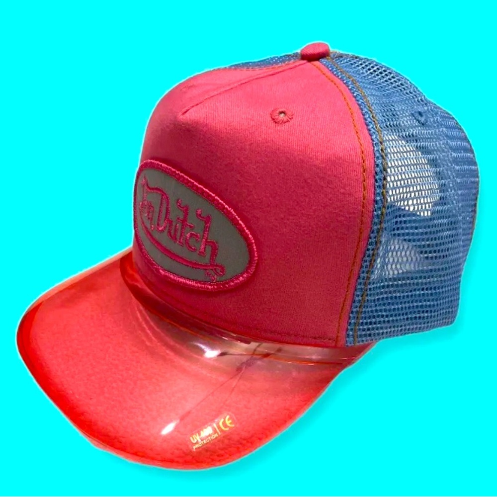VON DUTCH UV 400 MAGIC VISOR HAT Blue Pink Canvas  & Pink VISOR Vintage Rare